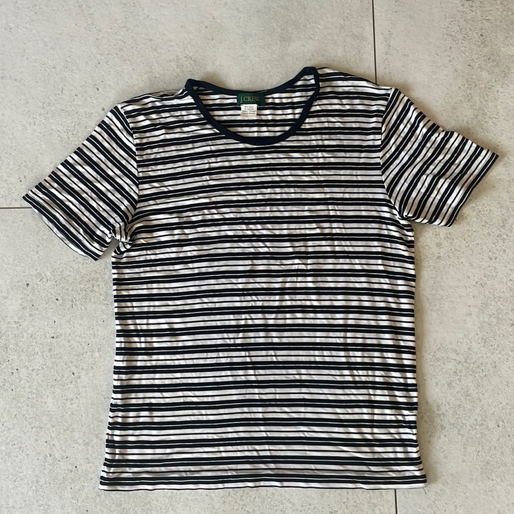 White and black stripped J Crew Tee
